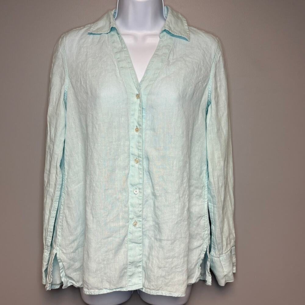 Talbots 100% Irish Linen Baby Blue Minimalist‎ Nautical Beachy Womens Sz 6
